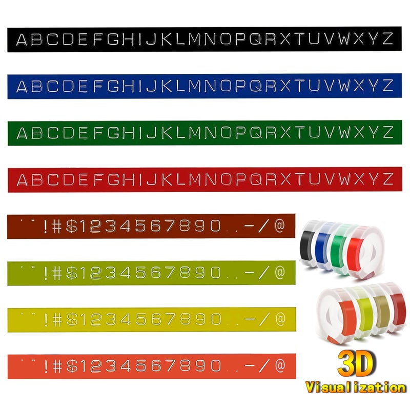 Methray Label Maker Tape Compatible with Dymo Embossing Label Maker, 1/2''x 9.8' Colorful 3D Plastic Office Mate II Tape Compatible with Dymo Embossing 35800 - Image 2
